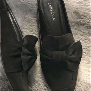 Black suede dress mules
